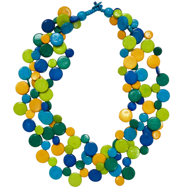 Lotus Feet Blue Mix Dots Necklace Blue