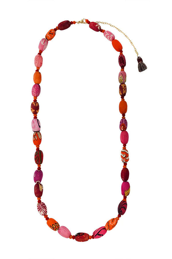 Just Trade Kantha Fiesta Necklace Pink
