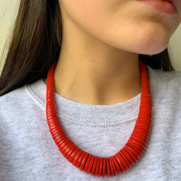 Lotus Feet Orange Disk Necklace Orange