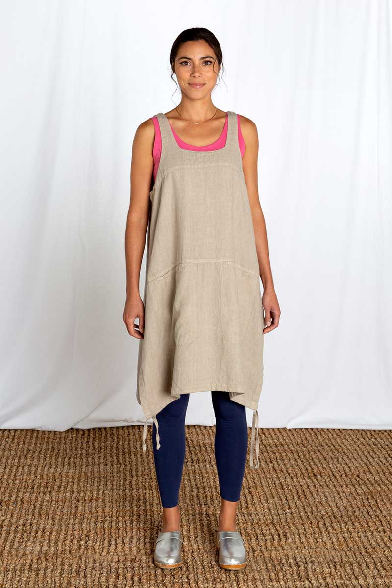 Solid Linen Pinafore Rye – Jessie Juniper