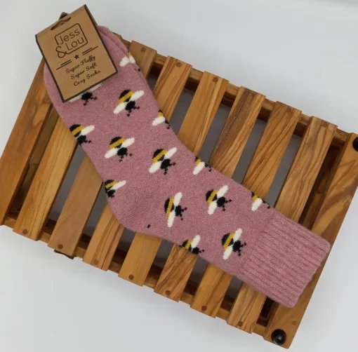 Jess & Lou Busy Bee Ribbed Socks Pink Pink