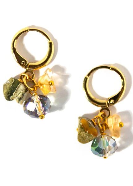 Lotus Feet Huggie Chip Earrings Green