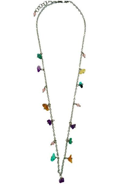 Lotus Feet Mixed Chip Necklace Purple