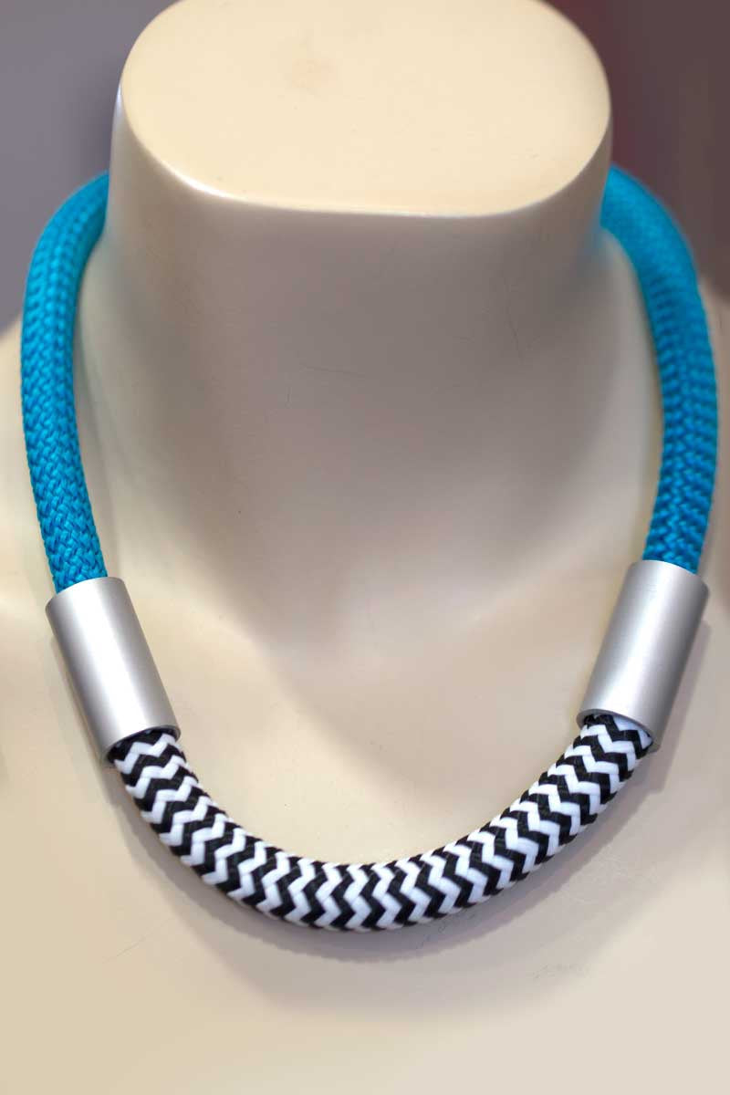 JessieJuniper Patterned Cord Necklace Turquoise K1835