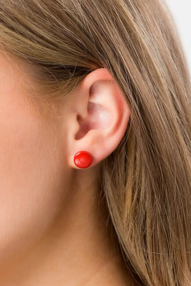 Pretty Pink Jewellery Confetti Tagua Stud Red