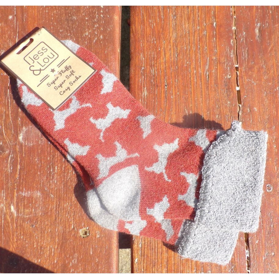 Jess & Lou Cosy Cuff Dog Socks Rust