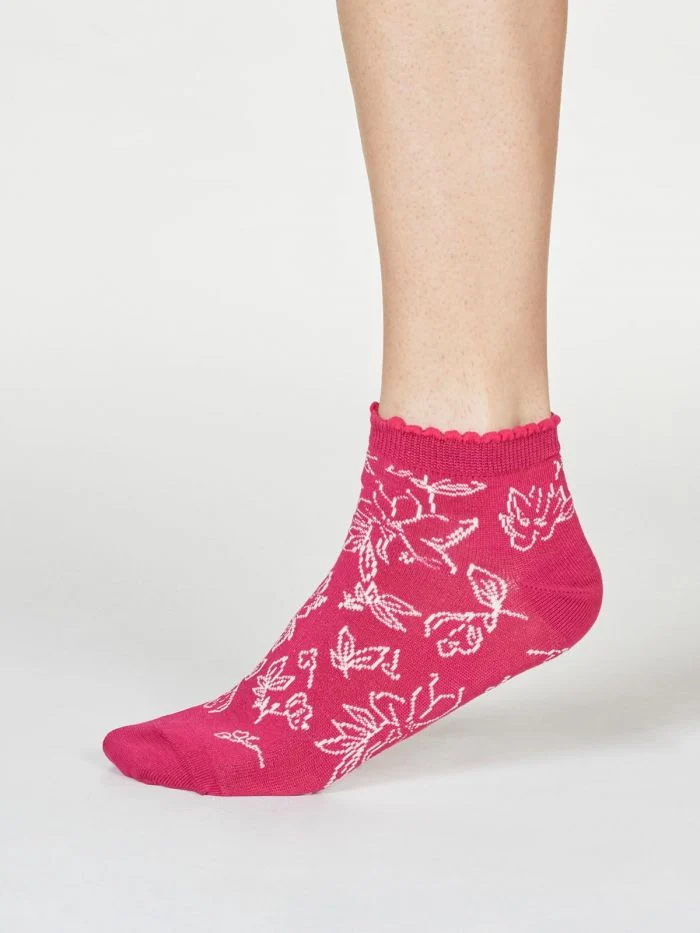 Thought Gollie Floral Socks Magenta