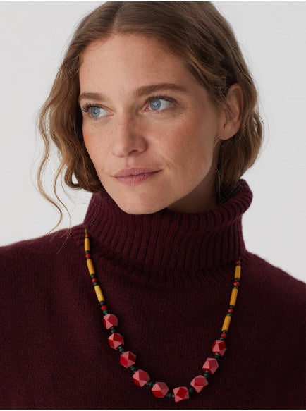 Nice Things Hexagon Bead Necklace Red