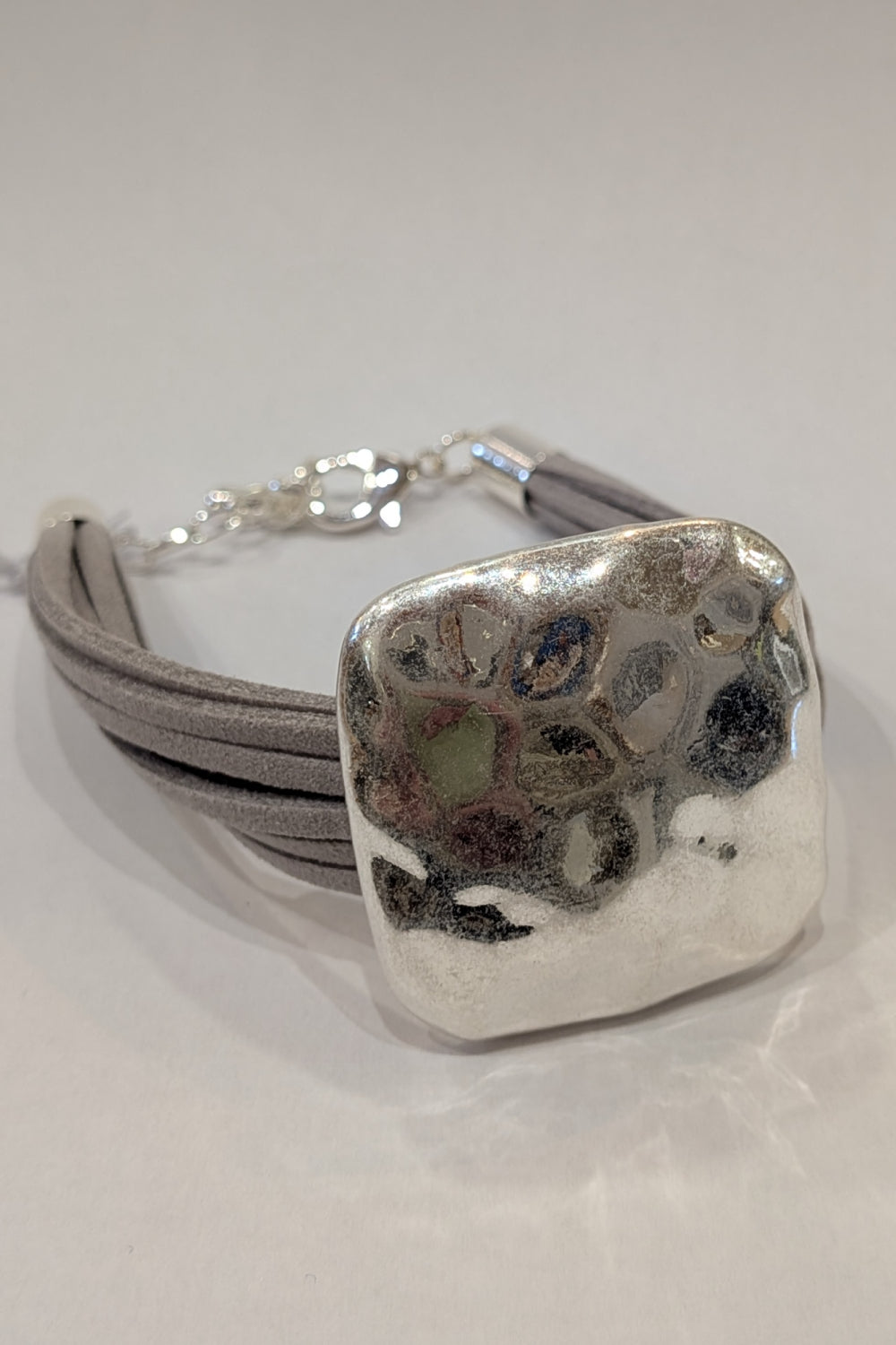 Suede Strand Beaten Square Bracelet