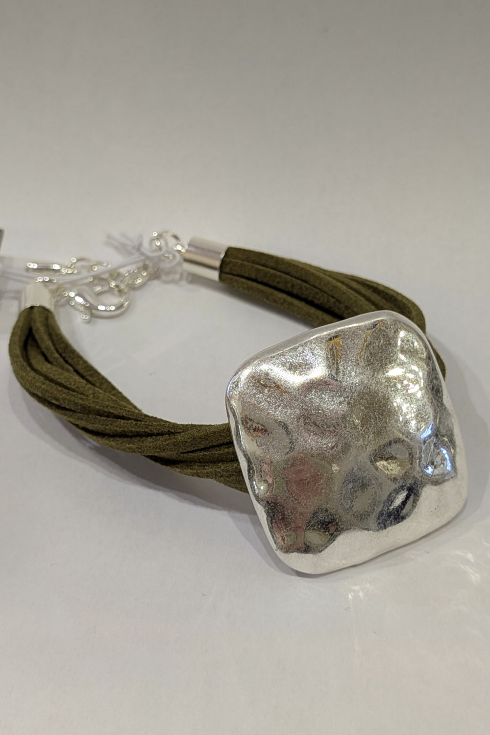 Suede Strand Beaten Square Bracelet