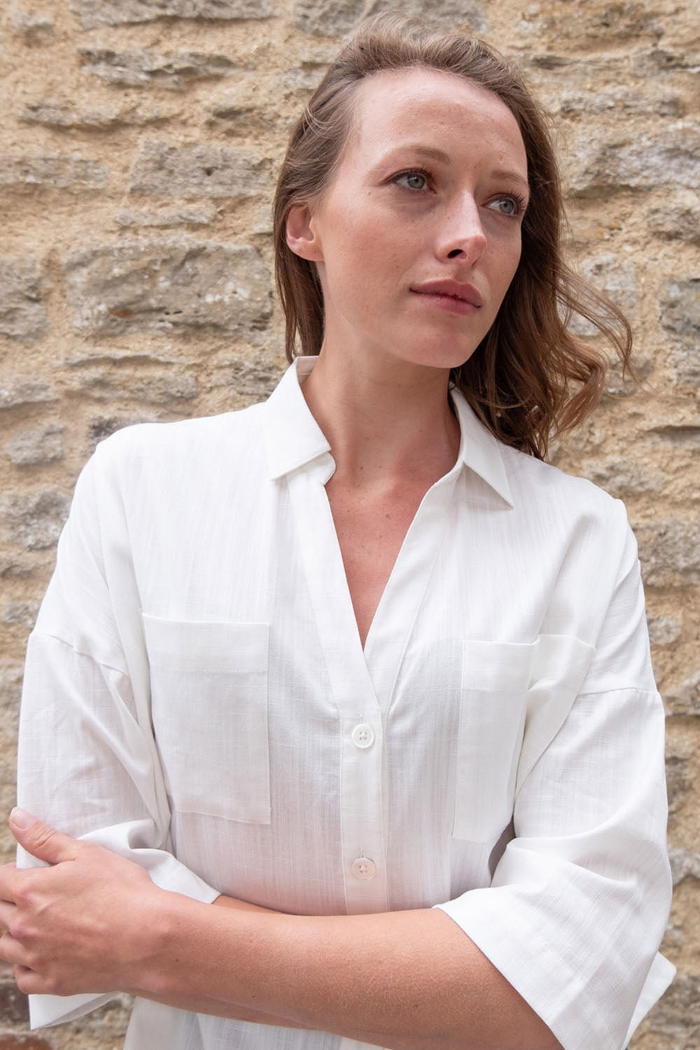 Bibico Ava Oversized Blouse Textured Denim