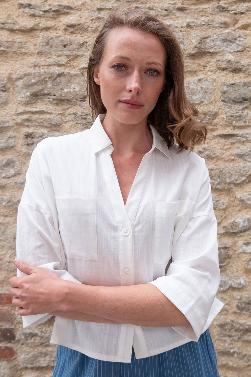 Bibico Ava Oversized Blouse Textured Denim