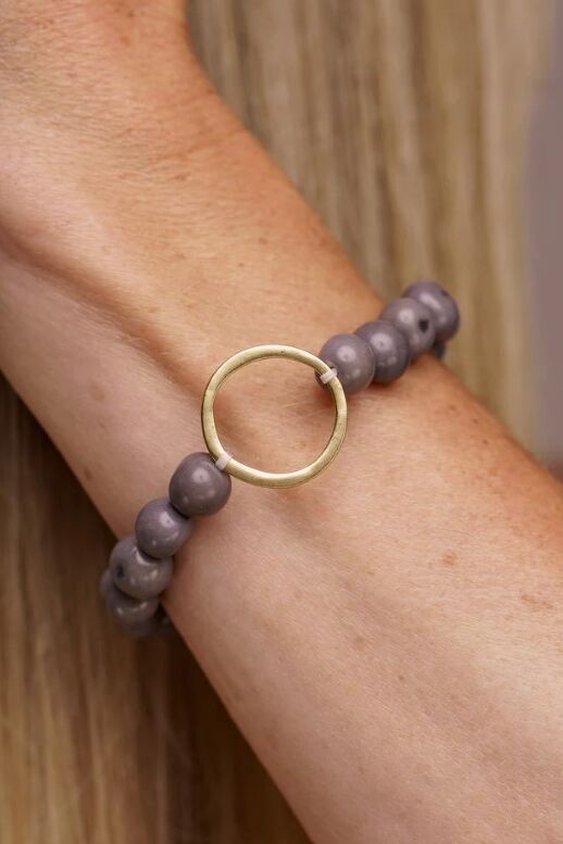 Pretty Pink Jewellery Argola Brass Acai Bracelet Grey