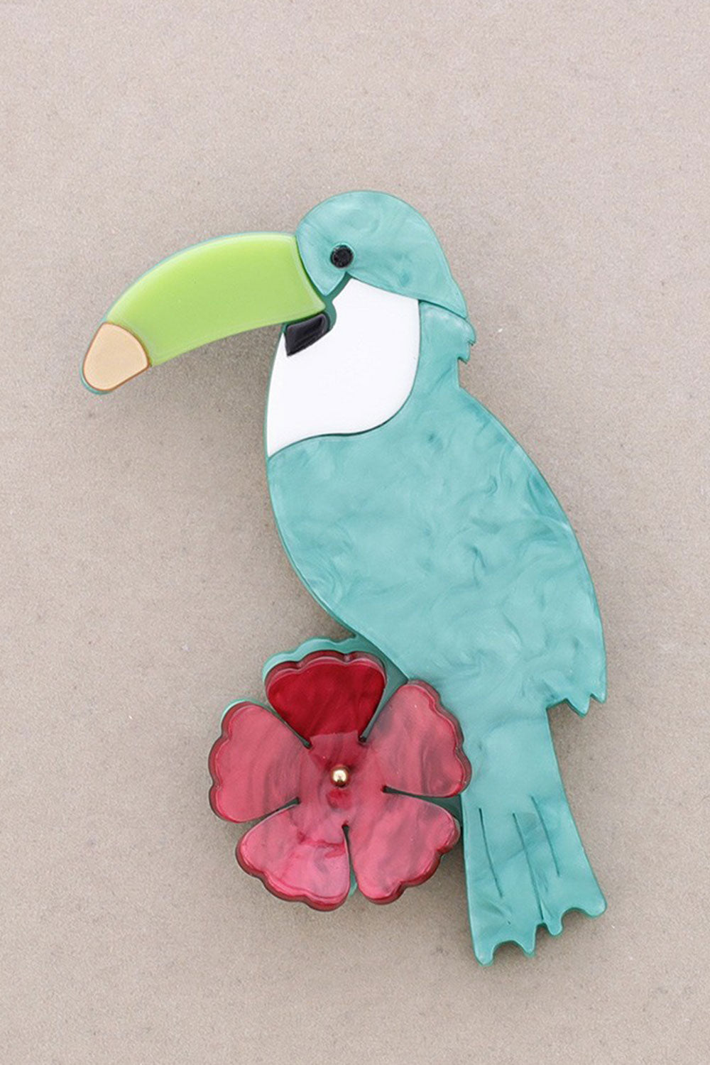 Sonata Resin Toucan Brooch Red