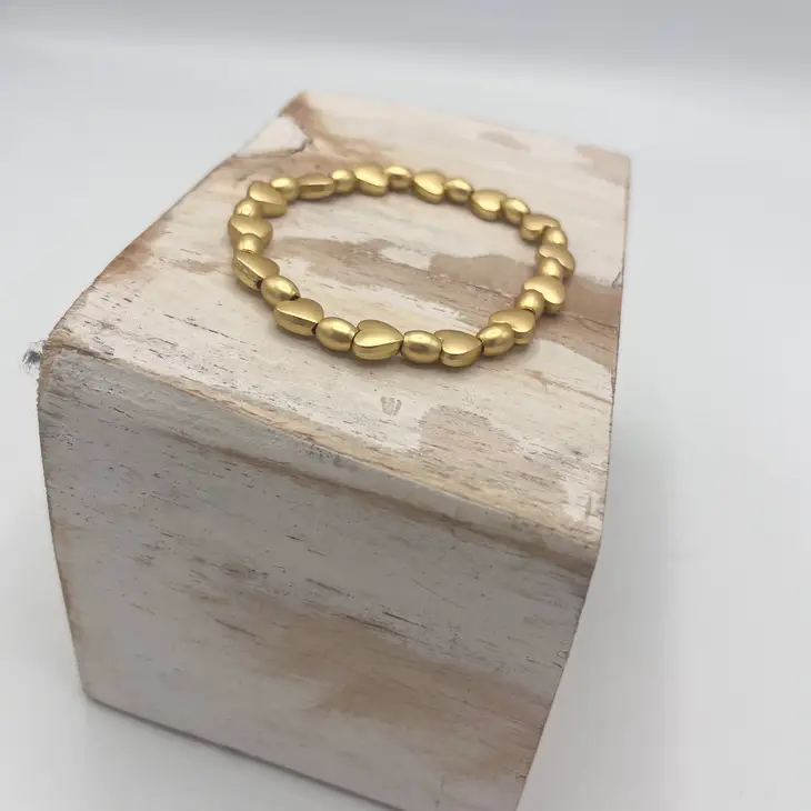 Jess & Lou Mini Heart Bead Bracelet Gold