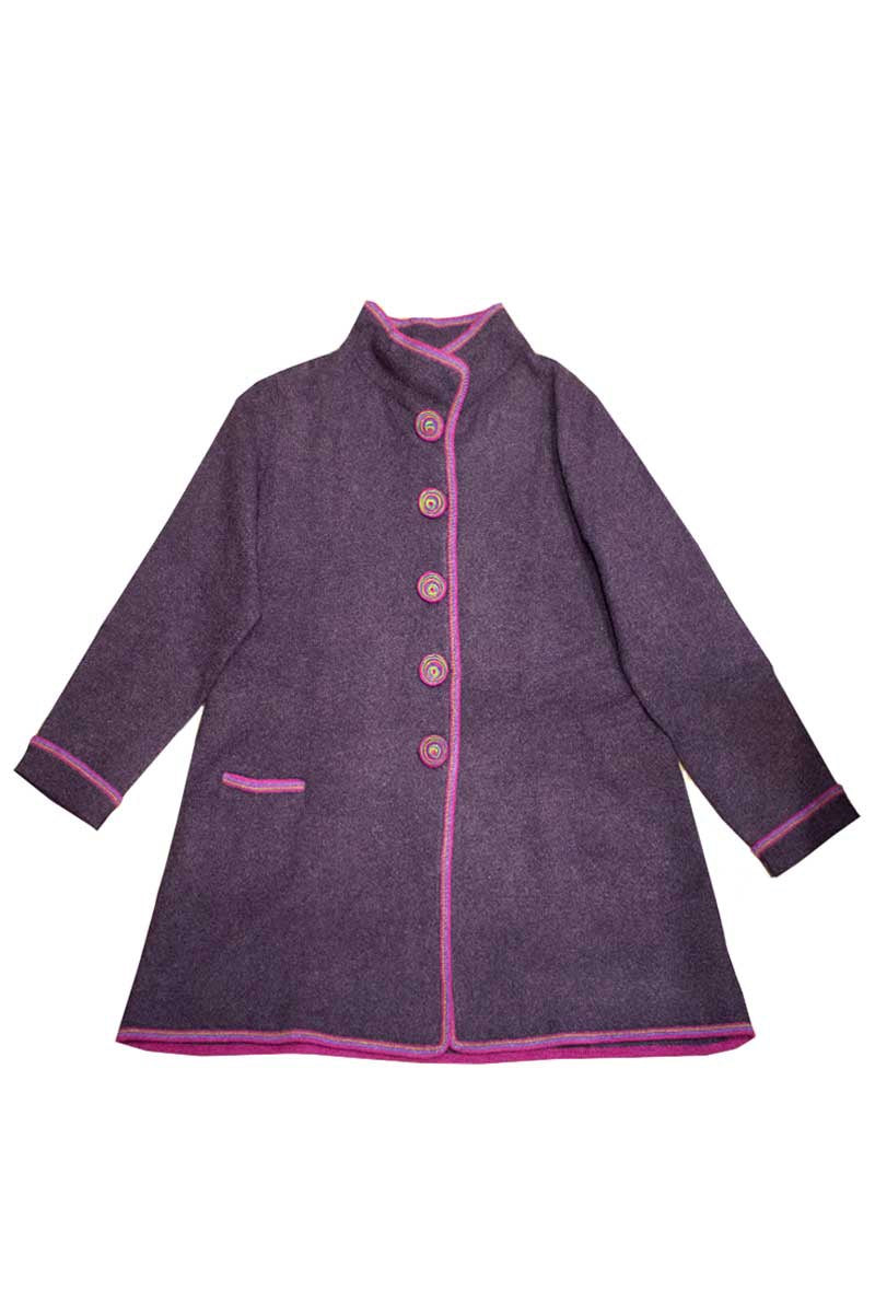 Sophies Wild Woollens Boxy Collared Jacket Elderberry