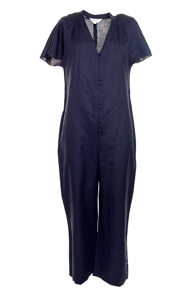 Great Plains Black Capri Linen Jumpsuit