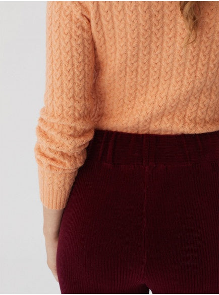 Nice Things Elastic Corduroy Trousers Dark Vine