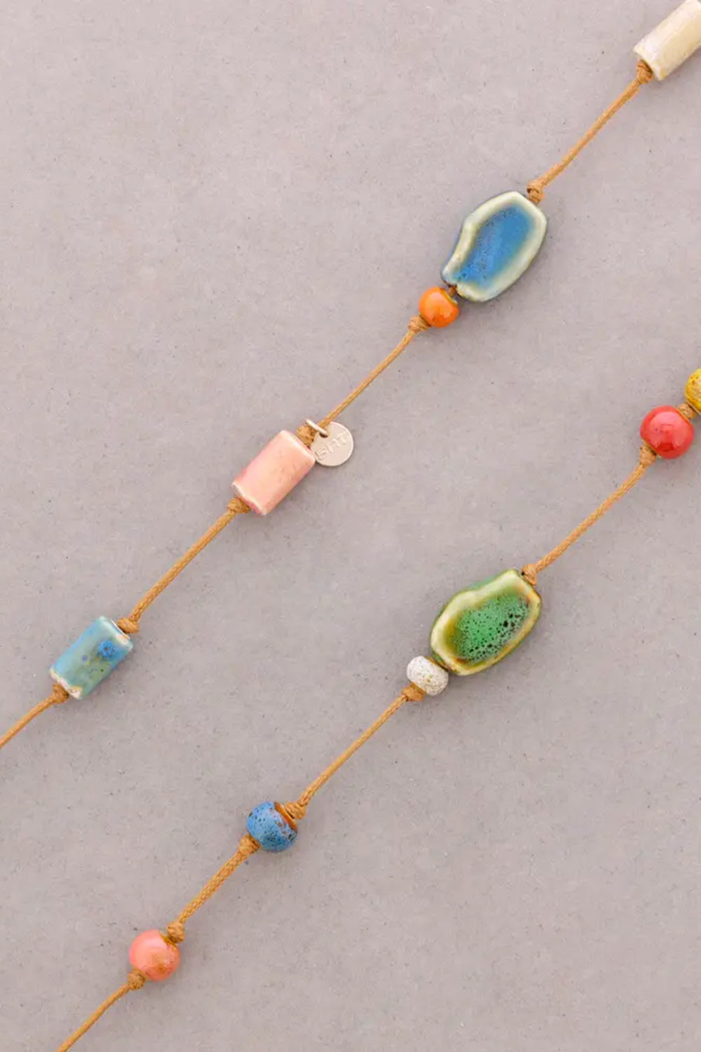 Oblong Ceramic Long Necklace