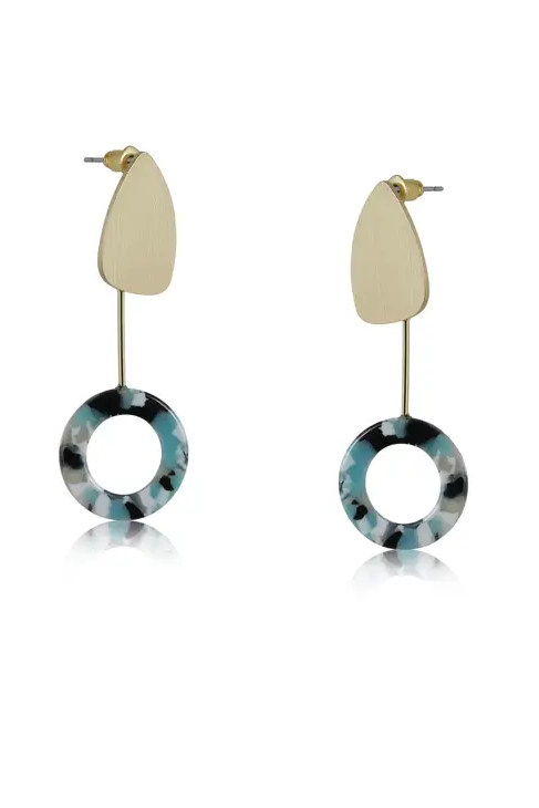 Big Metal London Erica Metal Resin Earrings Blue