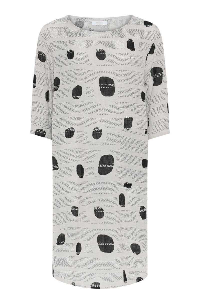 NOEN Dash Spot Linen Dress Grey Grey