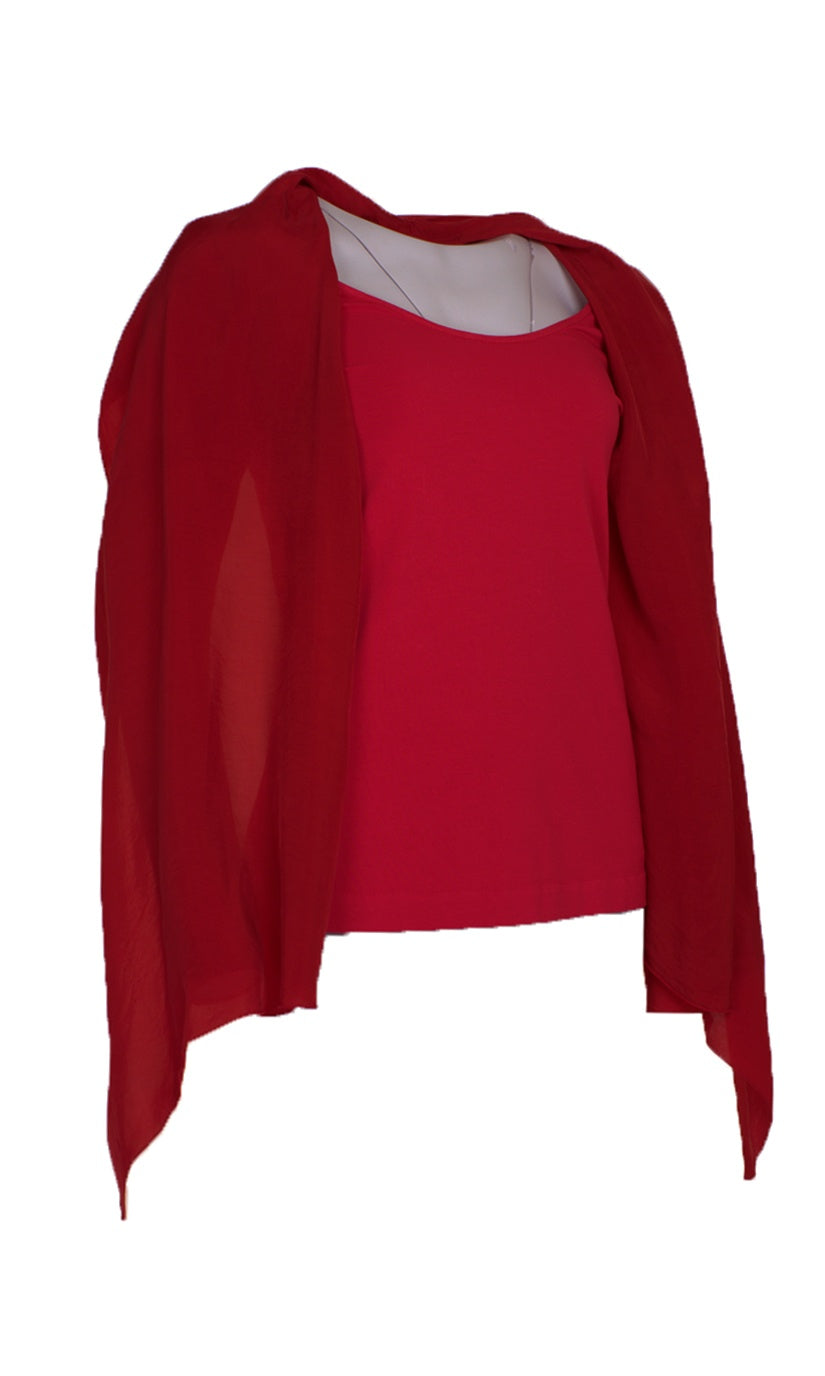 European Culture Red Drape Top