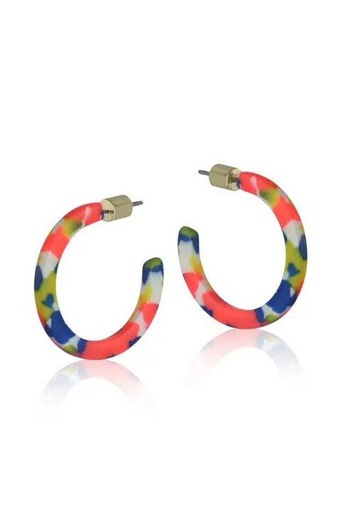 Big Metal London Fiona Resin Hoop Earrings Orange