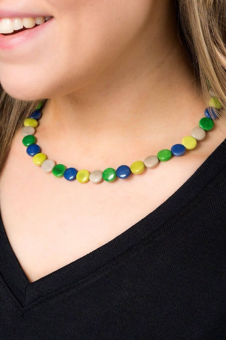 Pretty Pink Jewellery Confetti Tagua Necklace Blue