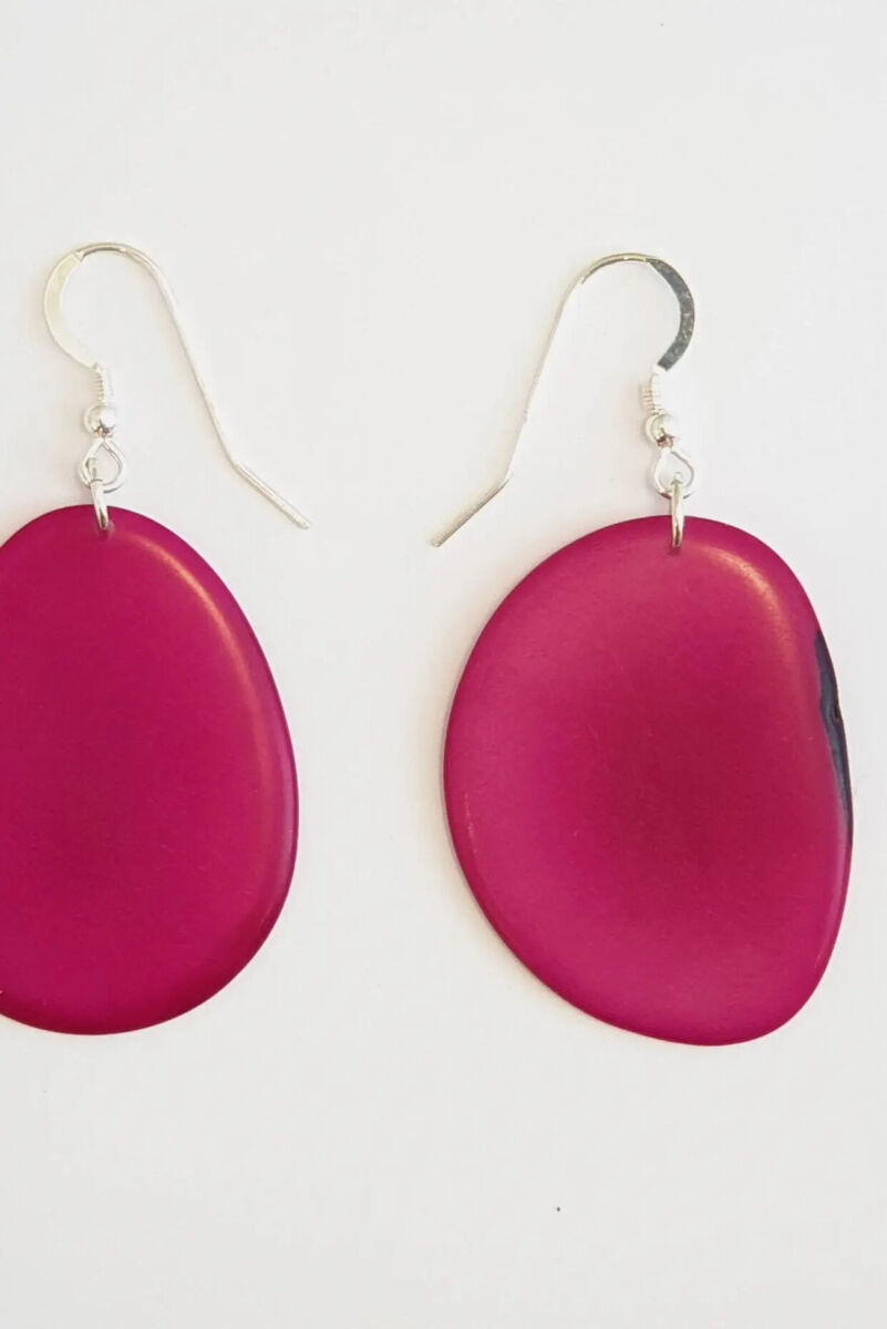Pretty Pink Jewellery Folha Tagua Earrings Berry