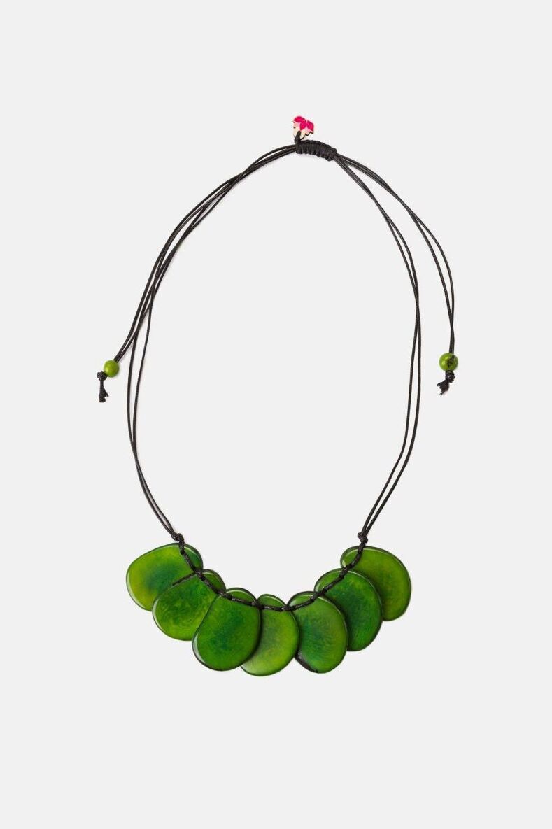 Pretty Pink Jewellery Bogota Tagua Slices Necklace Green