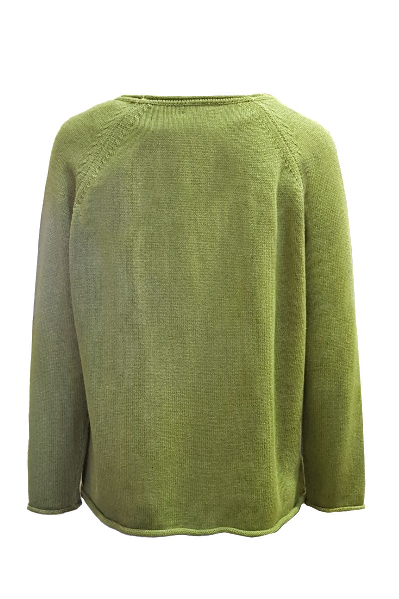 Ochre Reese Cotton Jumper Sea Green