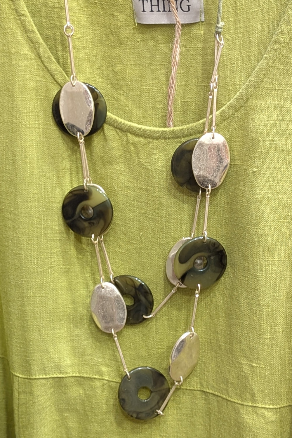 Long Double Strand Metal & Resin Necklace