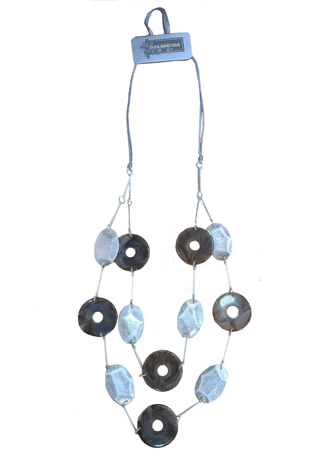 Long Double Strand Metal & Resin Necklace