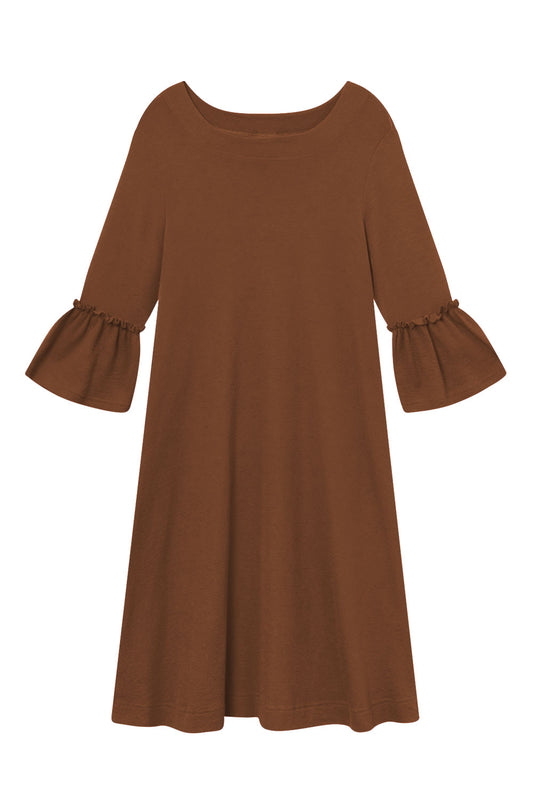 By Basics Trumpet Cuff Dress Chocolate Chip Brown