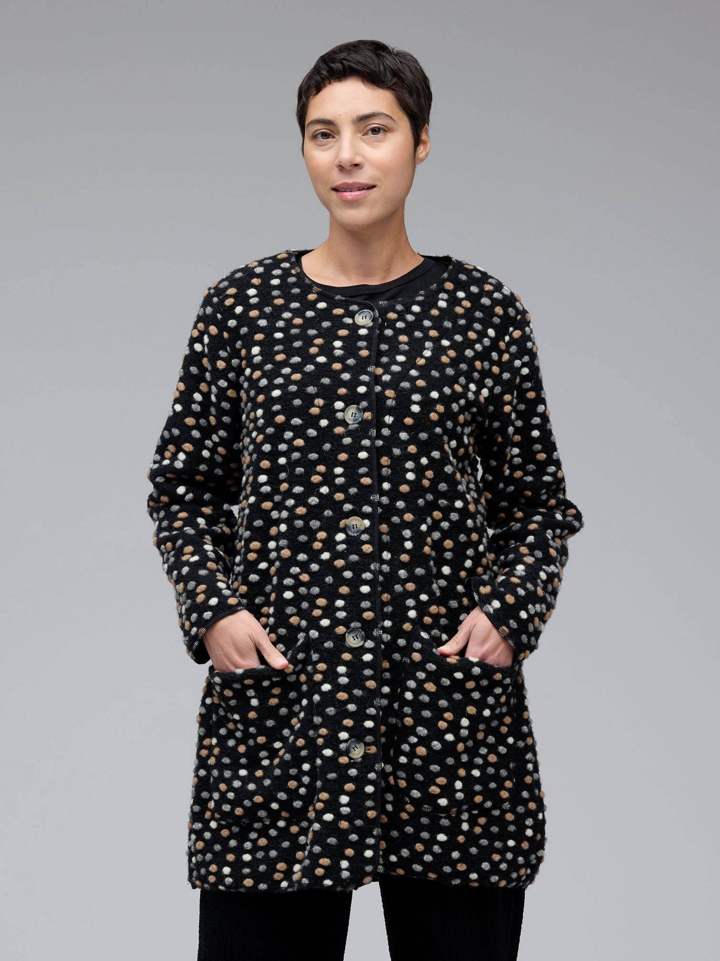 Pebble Boiled Wool Easy Coat
