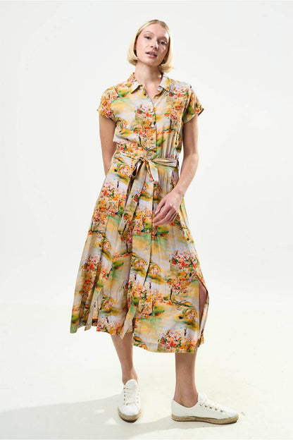 Fleur Oriental Landscape Midi Dress