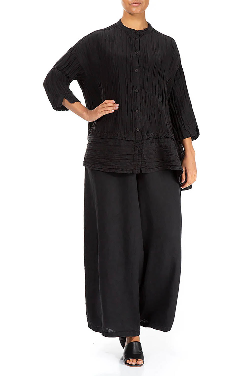 Flared Crinkled Silk 52230 Shirt