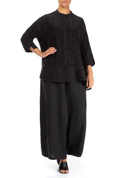 Flared Crinkled Silk 52230 Shirt