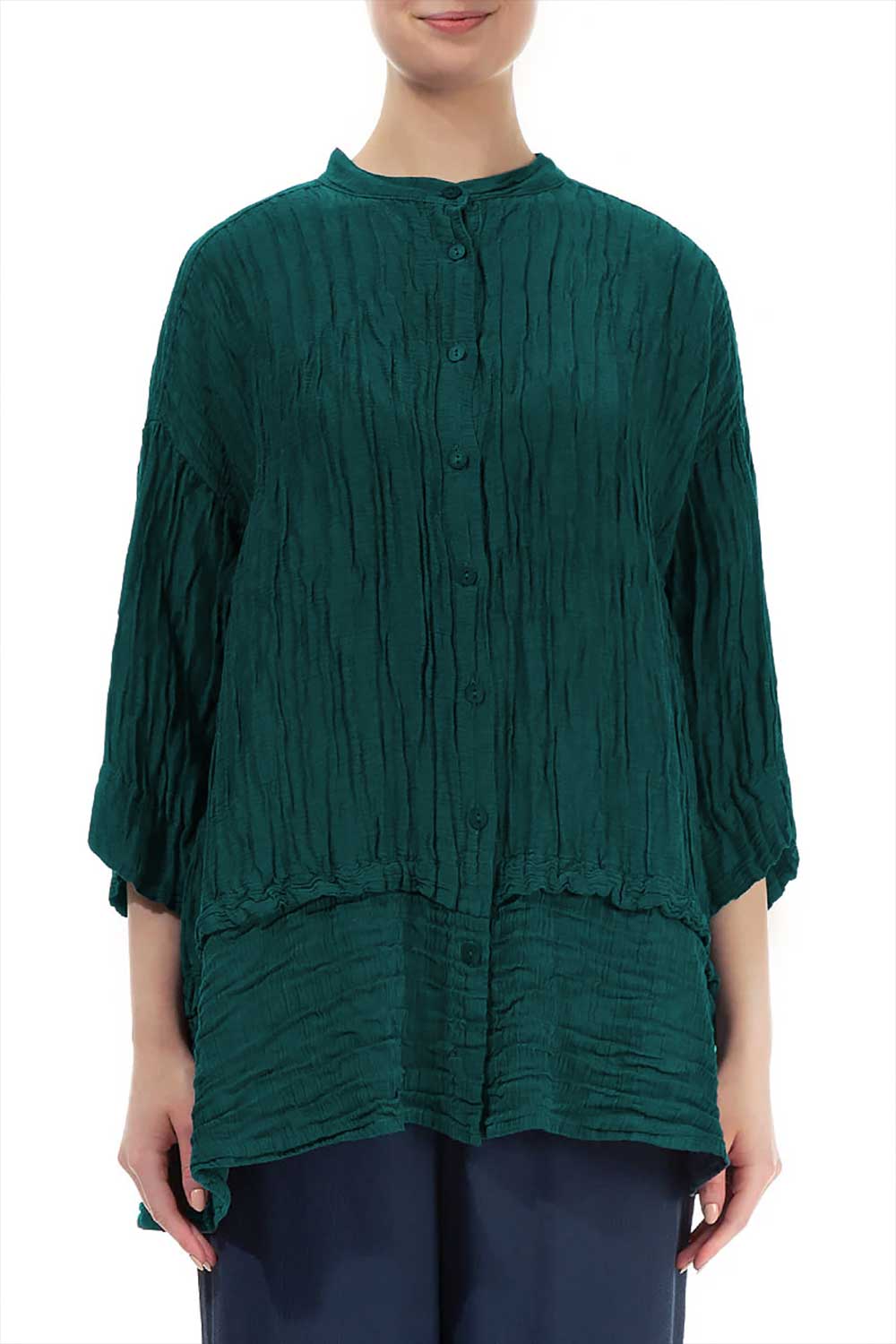 Flared Crinkled Silk 52230 Shirt