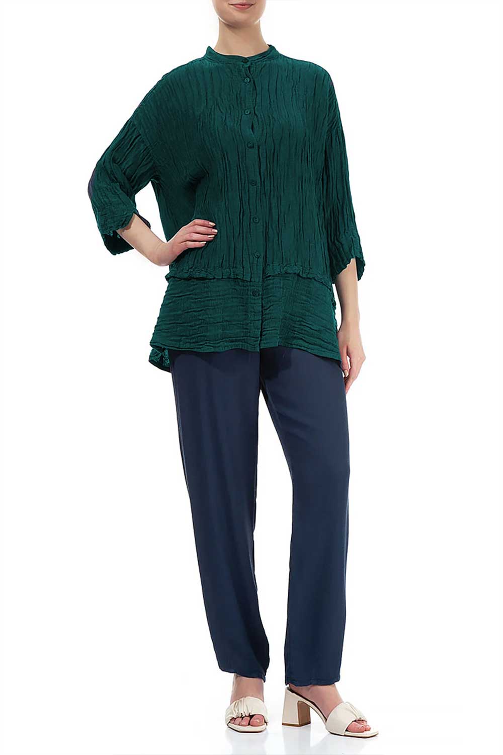 Flared Crinkled Silk 52230 Shirt