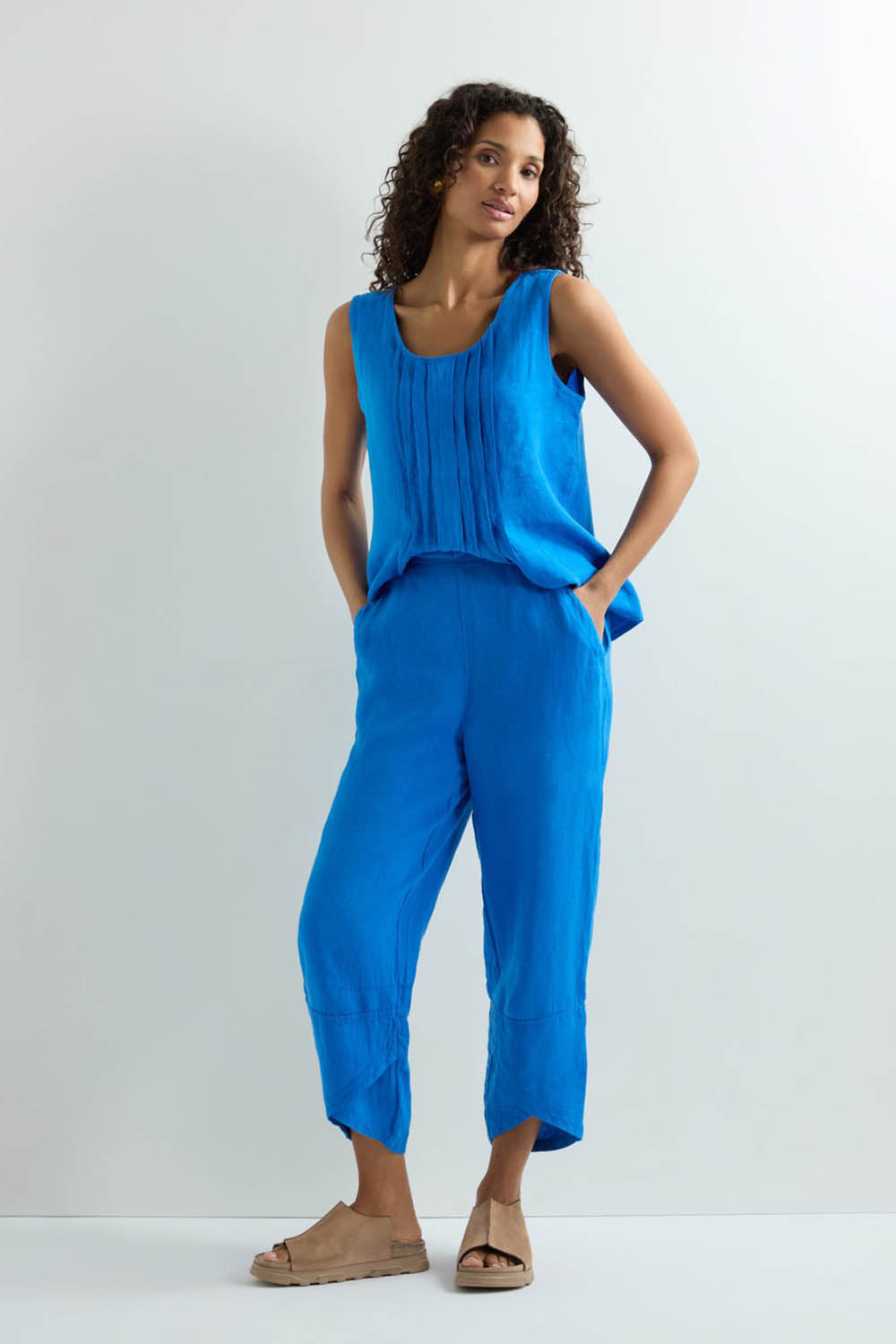 Linen Tulip Hem Bubble Trousers