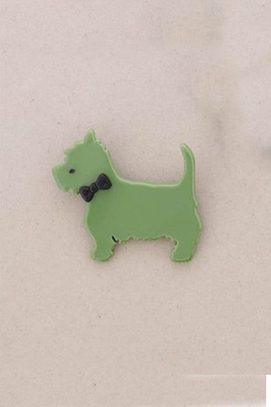 Sonata Resin Puppy Brooch Green