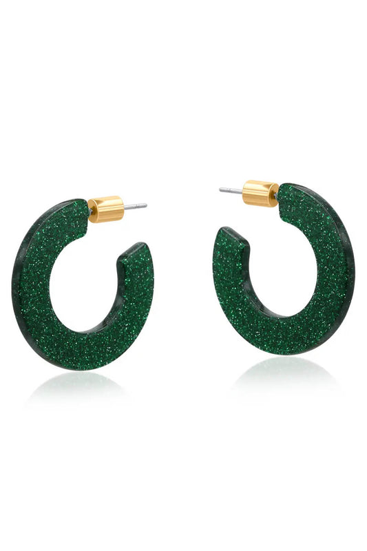 Pauline Flat Oval Resin Hoop Earrings