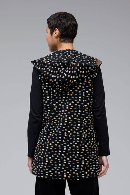 Pebble Boiled Wool Hooded Vest