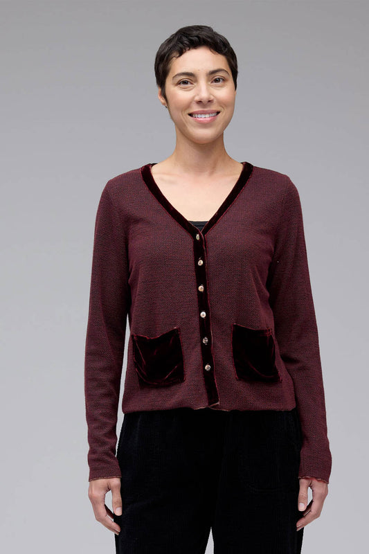 Marled Crop Pocket Cardigan