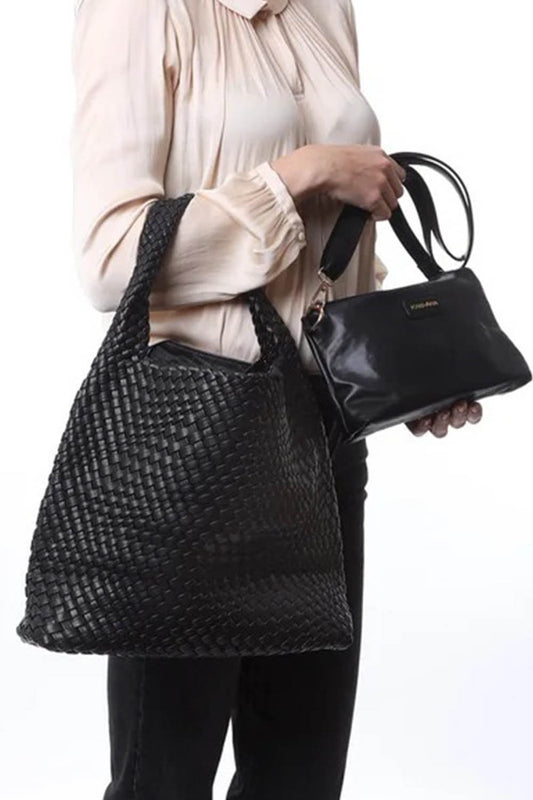 Woven Hobo Bag with Clutch