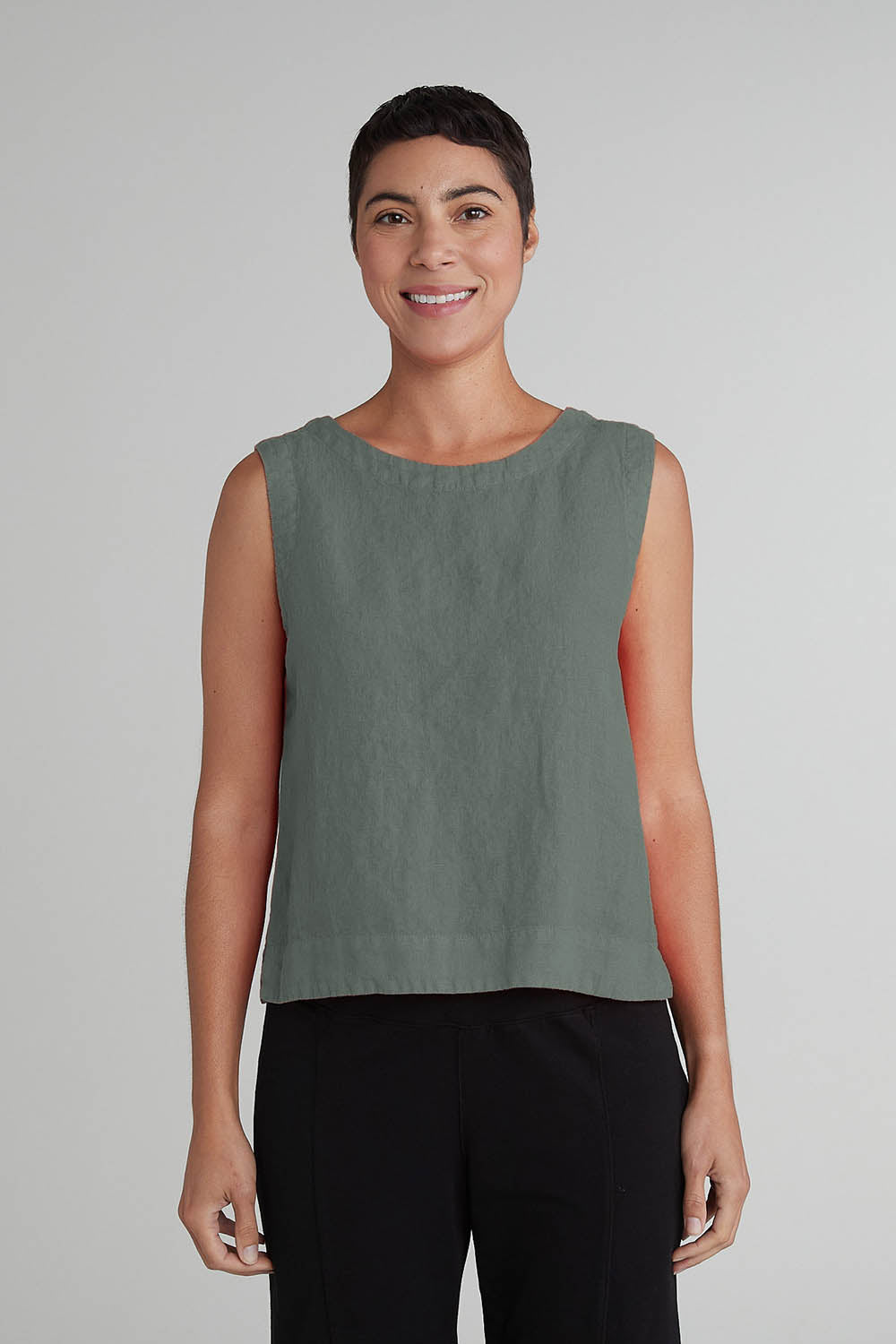 Wide Facing Linen Shell Top