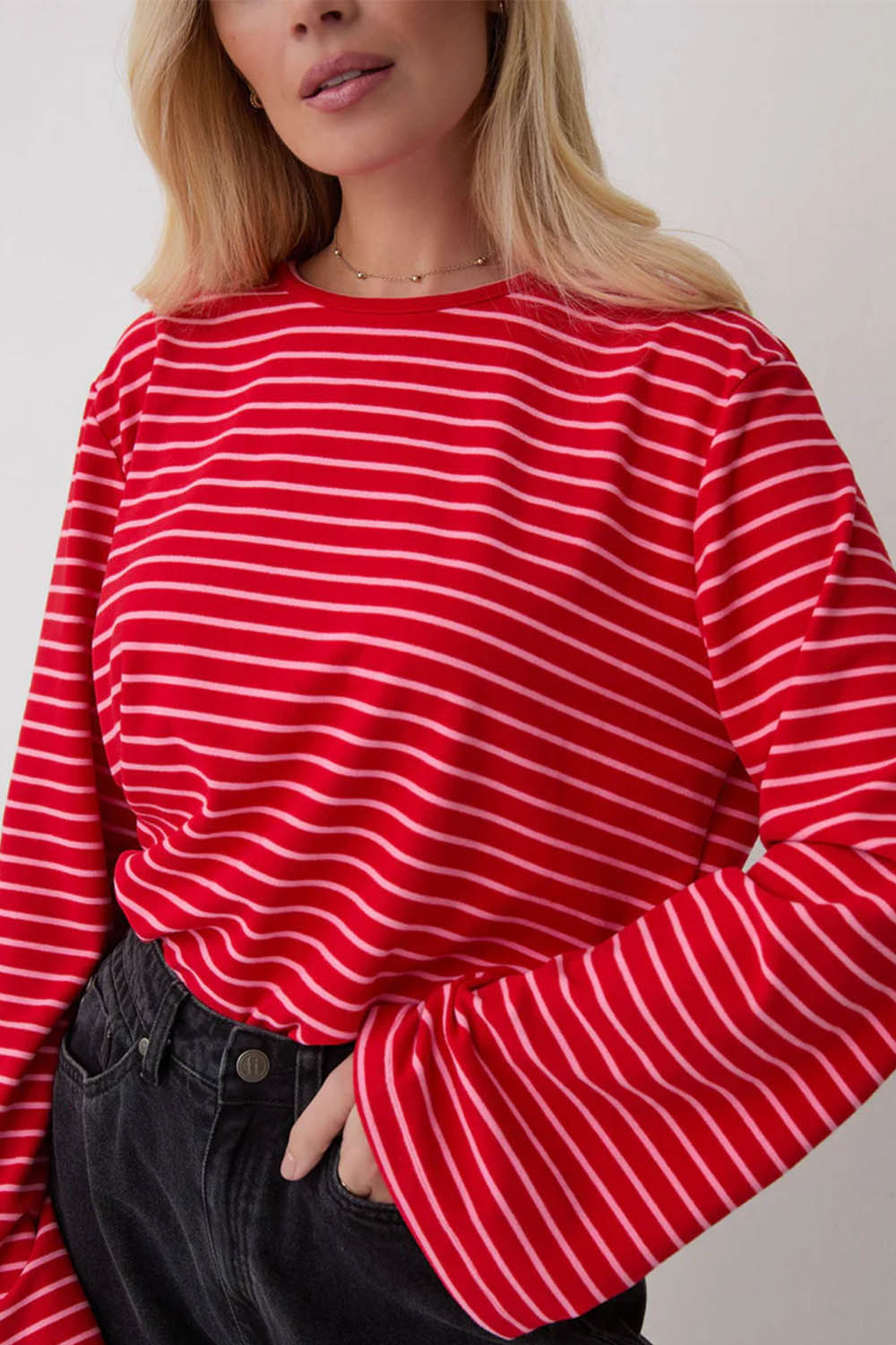 Celine Striped Flared Sleeve Top