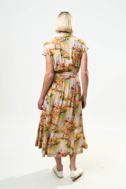 Fleur Oriental Landscape Midi Dress