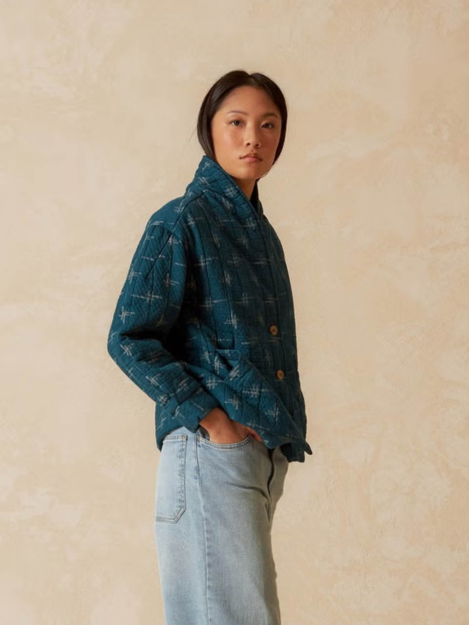 Cotton Hashtag Jacquard Jacket